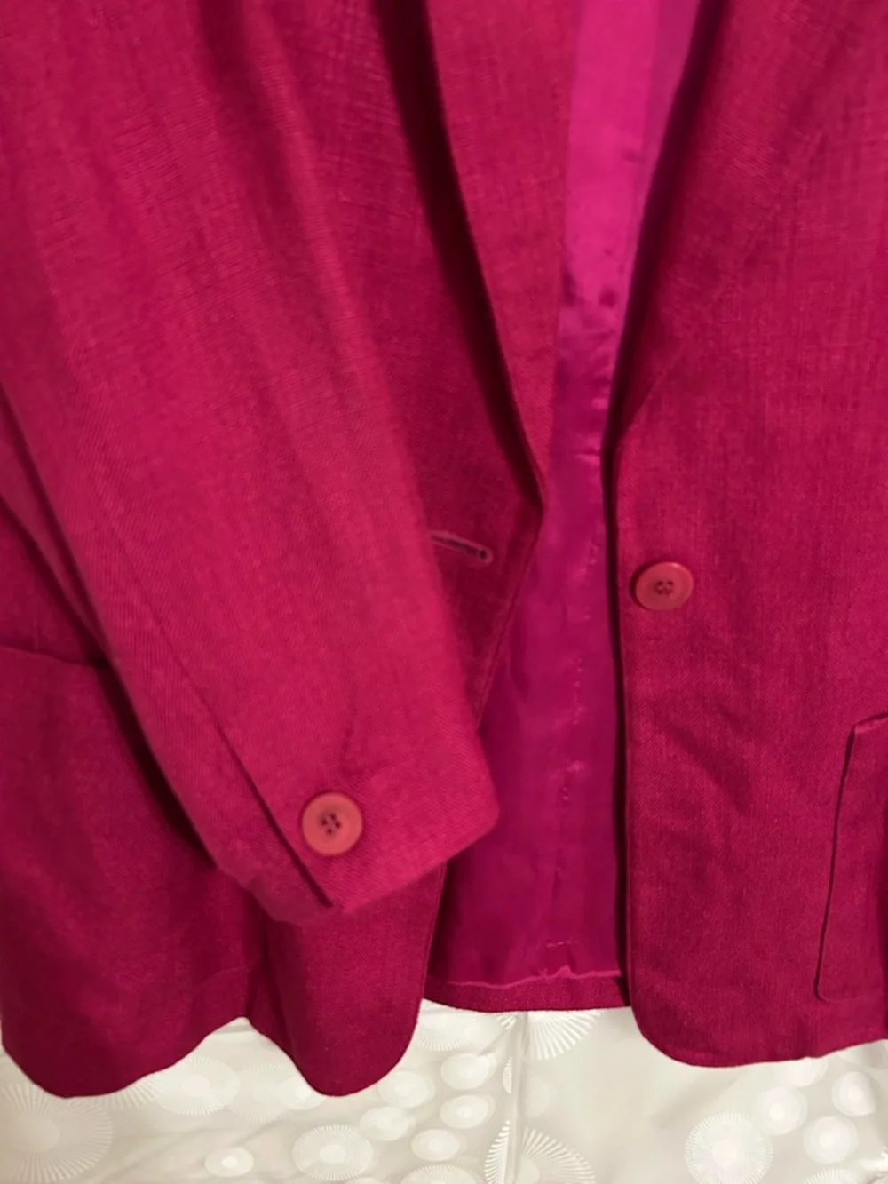 Essential Elements Magenta Pink Textured Blazer Women's Medium Single Button